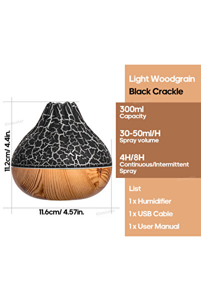 Choice مرطب هواء بركان بلاك كراكل 300 مل، مرطب هواء كهربائي لسطح المكتب، موزع رذاذ الماء بمنفذ USB