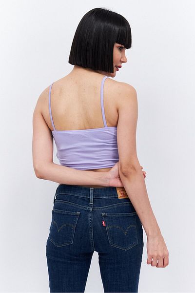 Missguided Women Square Neck Sleeveless Diamante Pea Crop Top, Purple