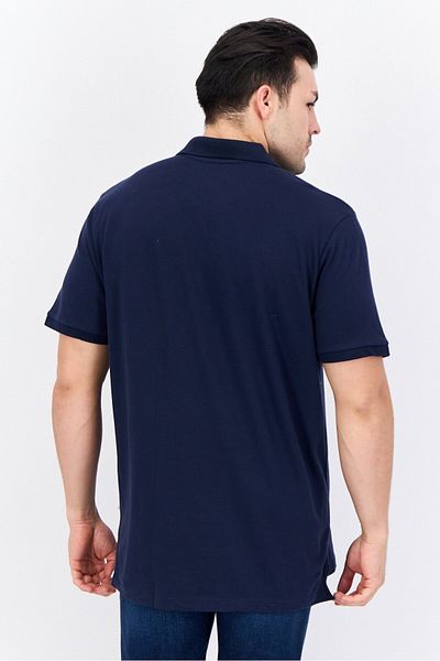 GAP Men Regular Fit Solid Short Sleeves Polo Shirt, Navy