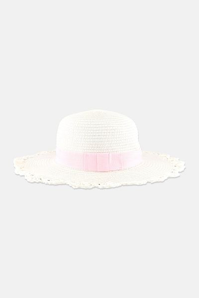 Sergent Major Toddlers Girl Straw Bucket Hat, White