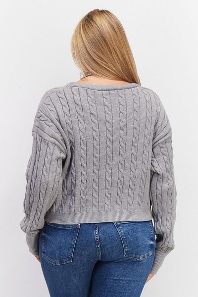 Ava + Esme Women V Neck Textured Cardigan, Grey