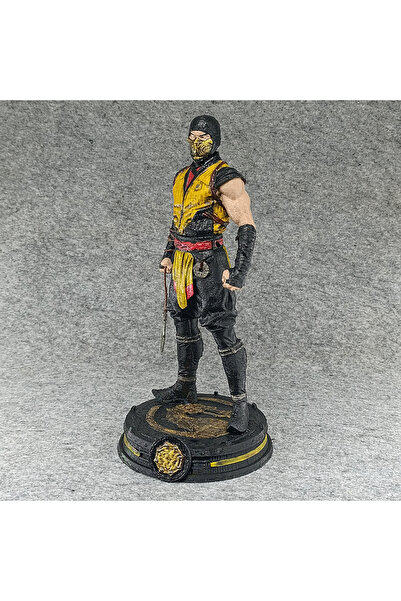 PWUL WORKS Mortal Kombat Scorpion Figür 25 cm, 3D Baskı El Boyaması Koleksiyo...