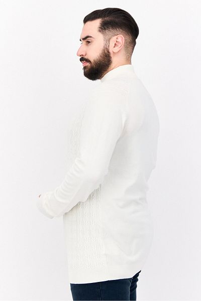 Sorbino Men Mock Neck Pointelle Sweater, White