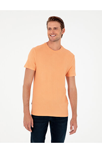 Pierre Cardin Turuncu Slim Fit Basic Tişört 50280967-VR186