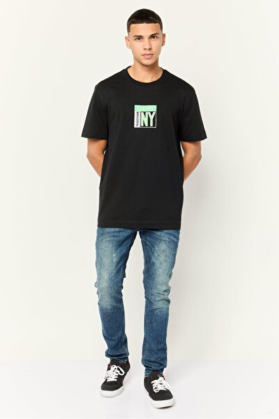 Esprit Men Crew Neck Short Sleeve Graphic Print T-Shirt, Black