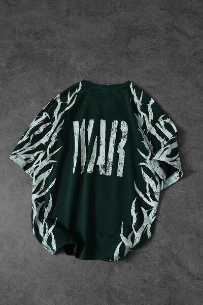 Slatra Men's Green War Custom Washed Fabric Oversize Tshirt