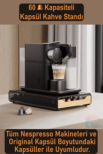 color house Kapsül Kahve Standı Nespresso Original Kapsül Ebatları Uyumlu Kahve Organizer ( Siyah )