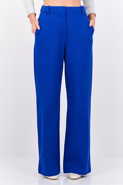 Esprit Women Regular Fit Textured Straight Leg Pants, Dark Blue
