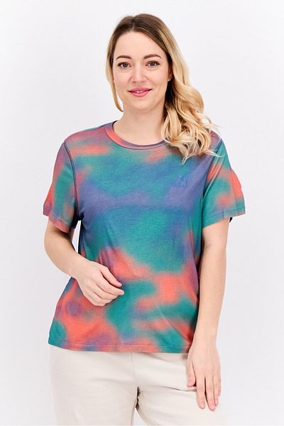 Puma Women Sportswear Fit Short Sleeves Running T-Shirt, Green Combo
