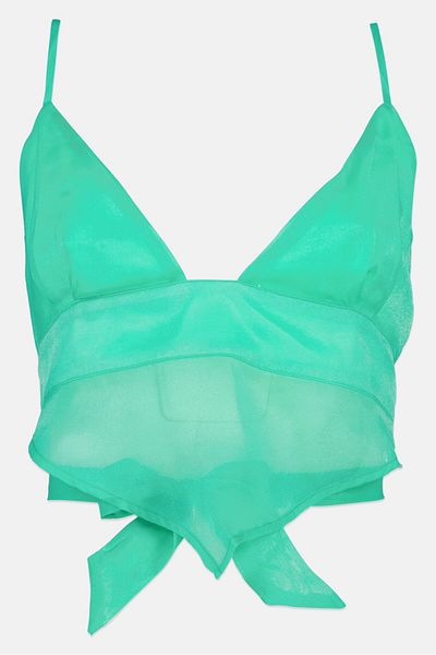 Peppermayo Women Plain Halter Swimwear Bikini Top, Green