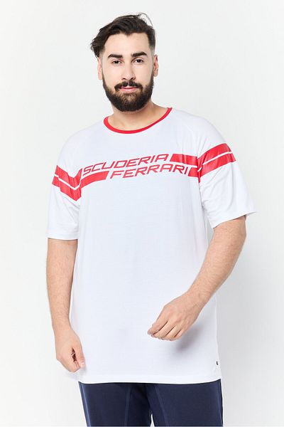 Scuderia Ferrari Men Slim Fit Outdoor Short Sleeve T-shirt, White