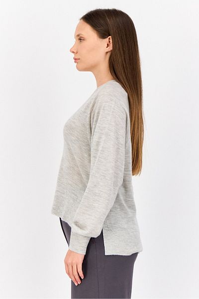 Esprit Women V-Neck Long Sleeves Heather Sweater, Grey