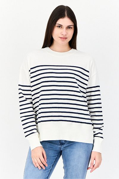 Esprit Women Crew Neck Long Sleeves Stripes Sweatshirt, Multicolor