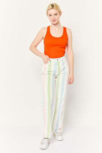 Esprit Women Straight Fit Stripe No Stretch Jeans, Multicolor