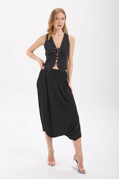By Yaren Yazıcı Pleated Detail Shalwar Design Trousers with Elastic Waist