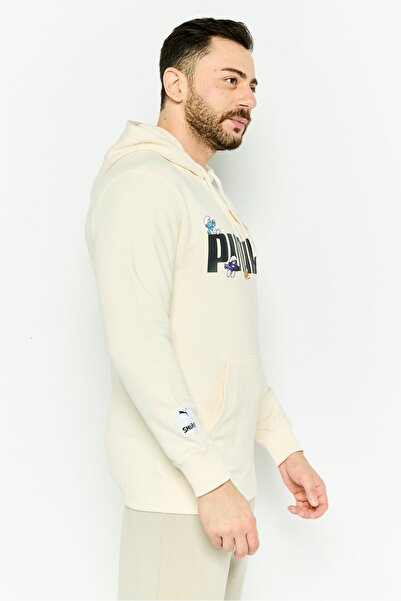 Puma x The Smurfs Men Sportswear Fit Long Sleeves Outdoor Hoodie, Cream