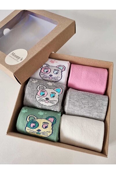Moonys Socks Collection Комплект от 6 чифта детски чорапи с котешки мотиви и ...