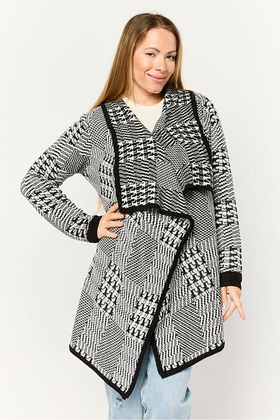 Madison + Hudson Women Split Neck Jacquard Cardigan, Multicolor