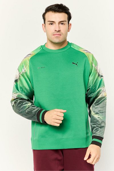 Puma X Sorayama Men Relaxed Fit Long Sleeves Outdoors Sweatshirts, Green