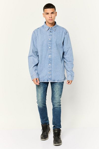Esprit Men Relaxed Fit Washed Long Sleeves Denim Shirt