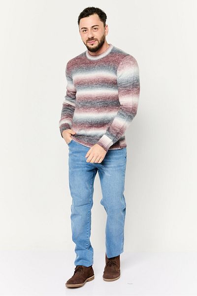 Perry Ellis Men Ribbed Neck Ombre Sweater, Grey