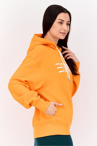 Esprit Women Long Sleeves Brand Logo Hooded Sweatshirts, Orange