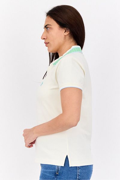 Esprit Women Spread Collar Polo Shirt, Cream