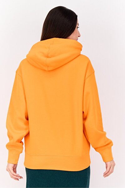 Esprit Women Long Sleeves Brand Logo Hooded Sweatshirts, Orange