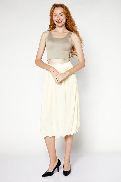 NA-KD Women Textured Casual Midi Skirts, Yellow