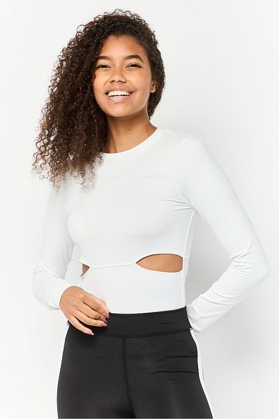 Reebok Women Sportswear Fit Long Sleeve Outdoor Bodysuits, Chalk White