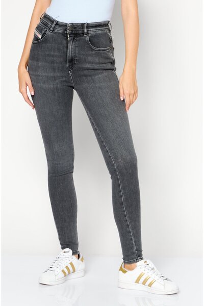 Diesel Women Super Skinny Fit Washed Stretchable Jeans, Black