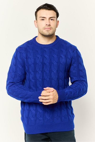 Esprit Men Ribbed Neck Knitted Sweater, Blue