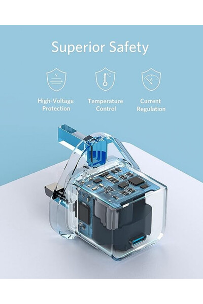 Anker انكر شاحن حائط فائق السرعة 20 واط بمنفذ يواسبي سي مع كيبل يواسبي سي الى لايتتنغ بور اي اي اي ابيض