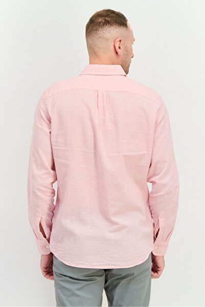 GAP Men Regular Fit Chambray Pattern Long Sleeve Casual Shirts, Light Pink