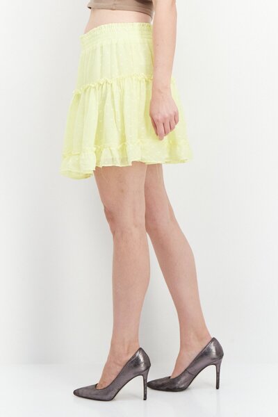 Riley & Rae Women Ruffle Mini Skirt, Lime Yellow