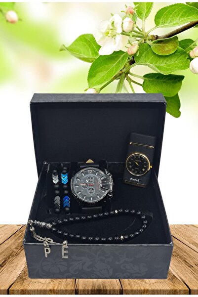 HediyesiBizden KİŞİYE ÖZEL HEDİYE SETİ ( SAAT-TESBİH- SAATLİ ÇAKMAK-BİLEKLİK)