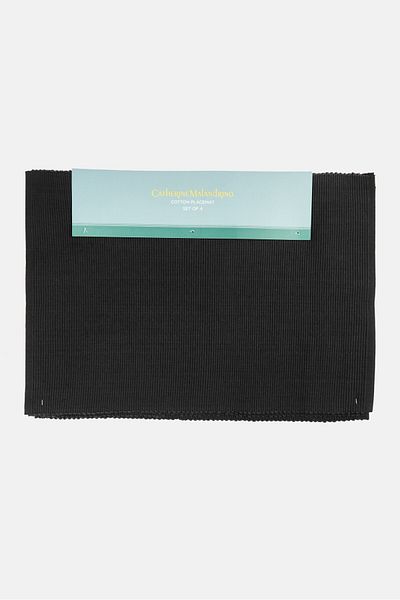 Catherine Malandrino 4 Pieces Plain Cotton Place Mats, Navy
