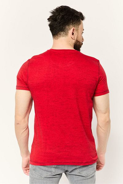 Company Eighty One Men V Neck Short Sleeve Heather T-shirts, Red