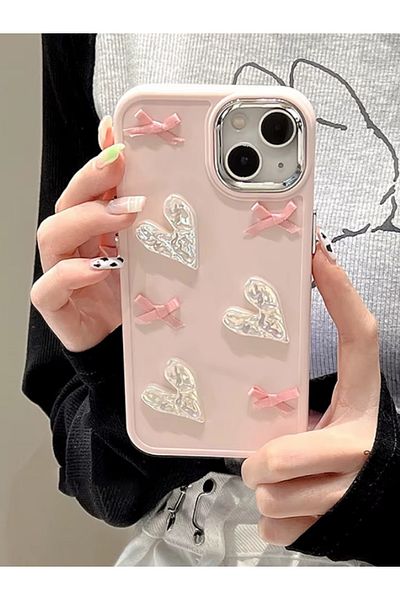 KVK PRİVACY حافظة متوافقة مع هاتف Apple iPhone 13-14 مع شريط وغطاء من السيليكون الصلب المقاوم للصدمات على شكل قلب