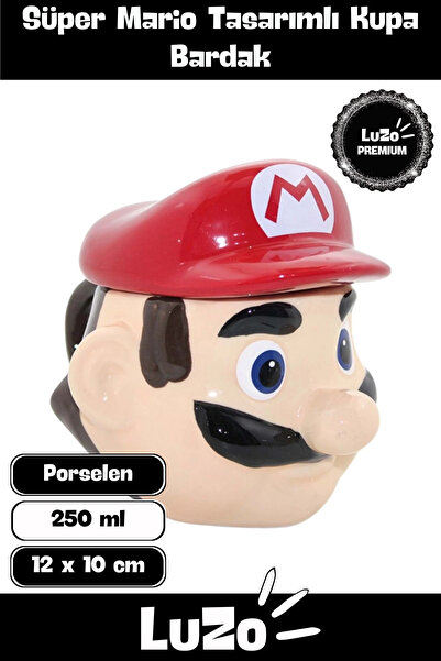 LuZo هدية مميزة لصديقك على شكل قلب كوب بورسلين أنيق بتصميم سوبر ماريو مقاس 12...
