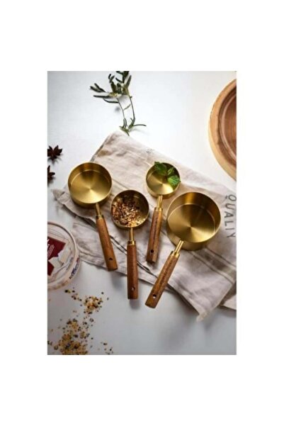 Vexahome Set of 4 Measuring Spoons with Wooden Handles