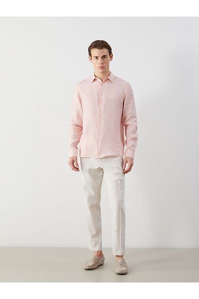LC Waikiki Standard Mold 100% Linen Fabric Stylish and Comfortable Men's Shirt