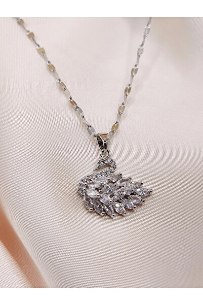 stainles steel Zircon Stone Swan Model Women's Steel Necklace
