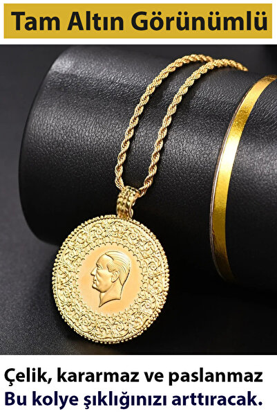 Nehir Kadınlar ve Çocuklar İçin Paslanmaz, Kararmaz Çelik Tam Altın Kolye