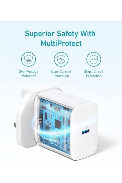 Anker Anker 20W Ultra-Fast USB-C Wall Charger with 5ft USB-C Cable, White