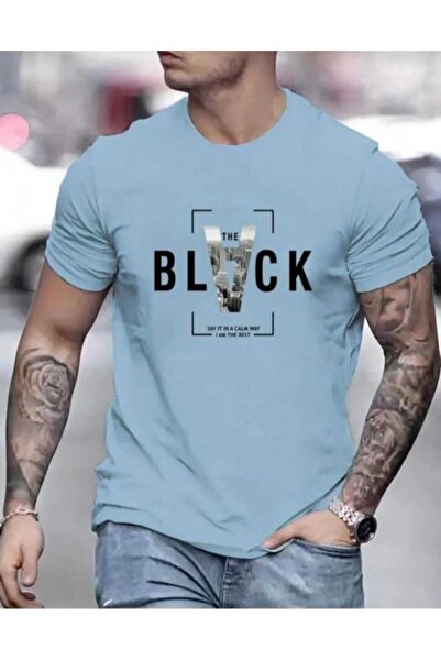 İpli Tricou oversize negru imprimat culoare albastru