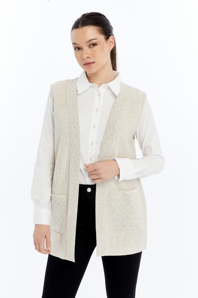 larocci Жіночий стандартний V-подібний комір, срібні блискітки, кишені, жилет для мами