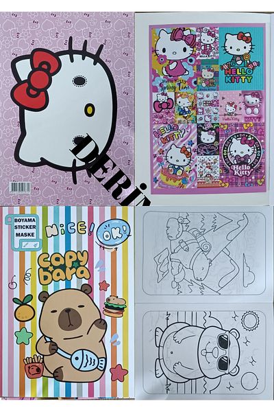 DERİND Hello Kitty Coloring Book 12 Pages Sticker and Mask