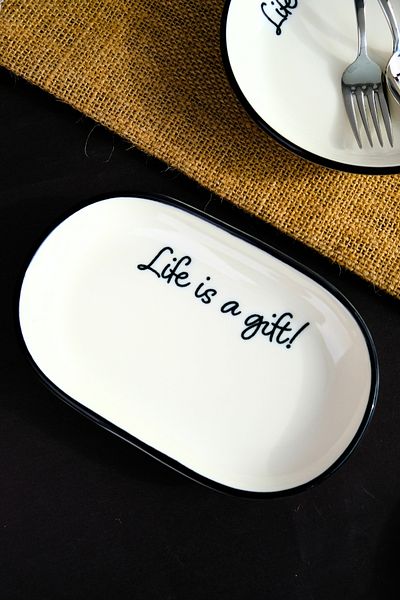 tabakevi Plate House Porcelain Motto Gift Boat Plate Single 18X11X2Cm