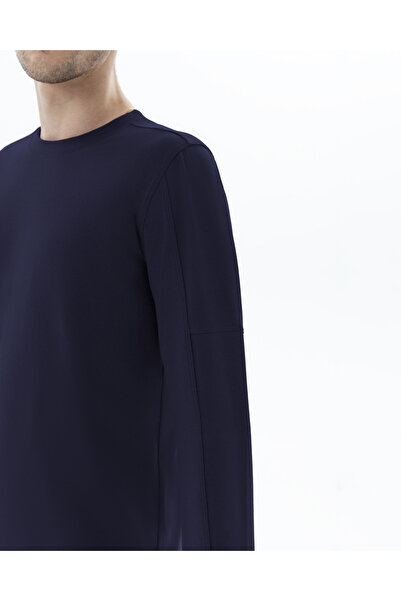 Ayma Active Чоловіча синя індіго футболка з довгими рукавами - органічна бавовна, подвійний шов на плечах